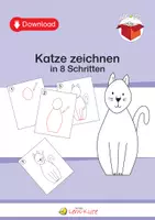 Vorschau - Arbeitsblätter - Katze zeichnen in 8 Schritten - Deckblatt
