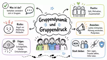 Vorschau - Arbeitsblätter - Arbeitsblatt "Gruppendynamik und Gruppendruck" + interaktive Lösung & MP3 + Mindmap + Infografik - Seite 1