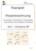 Vorschau - Spiele - Paarspiel Prozentrechnung | Grundwert, Prozentwert & Prozentsatz | Klasse 8 - Deckblatt