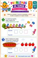 Vista previa - Hojas de trabajo - Problemas de sumar. Nivel 2 básico. Problemas visuales para 6-7 años. - página 2