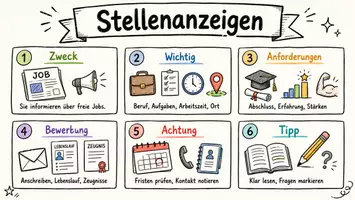 Vorschau - Arbeitsblätter - Arbeitsblatt "Stellenanzeigen" + interaktive Lösung & MP3 + Mindmap + Infografik - Seite 1