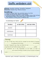 Vorschau - Arbeitsblätter - Unterrichtsentwurf Stoffe verändern sich (Experiment Stockbrot) - Deckblatt