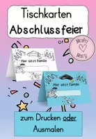 Vorschau - Mal- und Bastelvorlagen - Abschlussfeier Tischkarten Grundschule – Vorlage zum Ausdrucken & Ausmalen - Deckblatt