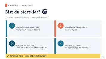 Vorschau - Präsentationen/Tafelbilder - Flaecheninhalt und Volumen 7a - Seite 1