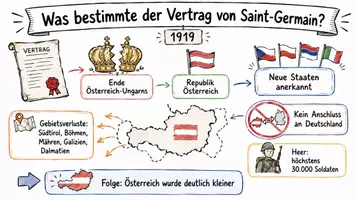 Vorschau - Arbeitsblätter - Arbeitsblätter zum Thema "Was wurde im Vertrag von Saint-Germain über Österreich bestimmt?" + Lösung & MP3 + Mindmap + Infografik - Seite 1