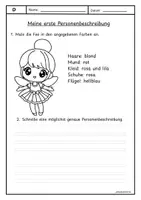 Vorschau - Arbeitsblätter - Meine erste Personenbeschreibung - Fee - Deckblatt