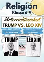 Vorschau - Stundenentwürfe - Religion | Krieg oder Frieden? | Trump vs. Papst Leo XIV. | Unterrichtseinheit zu echter Stärke, Mut & Frieden | Sek I & Förderschule | Klasse 6-9 - Deckblatt