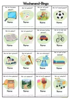 Vorschau - Arbeitsblätter - Wochenend - Bingo, Rückblick auf das Wochenende, wer hat was gemacht? Wochenstart - Seite 1