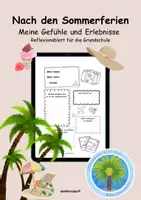 Vorschau - Arbeitsblätter - ☀️Nach den Sommerferien 🌴| Sommerferien Arbeitsblatt Grundschule | Sommerferien Reflexion & Schreibanlass | Reflexionsblatt Grundschule | Klasse 1-4 | Sommerferien Rückblick | Ferienerlebniss | Ferienrückblick | Deutsch | DaZ | DaF | Selbstreflexion - Deckblatt