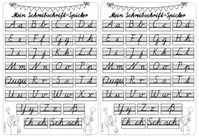Vorschau - Merkblätter - Schreibschrift-Spickzettel – Buchstabenübersicht der Schulausgangsschrift (SAS) - Seite 1