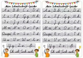 Vorschau - Merkblätter - Schreibschrift-Spickzettel – Buchstabenübersicht der Schulausgangsschrift (SAS) - Seite 2