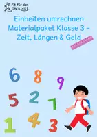 Vorschau - Arbeitsblätter - Einheiten umrechnen Materialpaket Klasse 3 – Zeit, Längen & Geld - Deckblatt