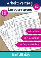 Vorschau - Arbeitsblätter - Leseverstehen B2 Beruf - Arbeitsvertrag - DaF DaZ - Deckblatt