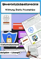 Vorschau - Arbeitsblätter - Unverletzlichkeitsrechte als Grundrecht: Privatsphäre & Briefgeheimnis - Deckblatt