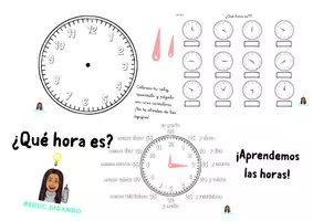 Vista previa - Manualidades / Dibujos para colorear - Trabajamos las horas ¿Qué hora es? - Portada