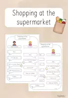 Vorschau - Arbeitsblätter - Shopping at the supermarket - Differenzierter Dialog + Wordbank - Deckblatt