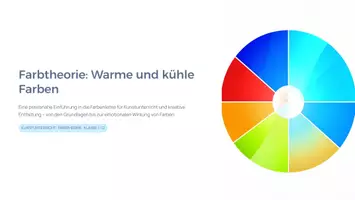 Vorschau - Präsentationen/Tafelbilder - Farbtheorie: Warme & kühle Farben – Farbenlehre, Emotionen & Kunstpraxis | Kunstunterricht Präsentation - Deckblatt