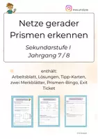 Vorschau - Spiele - Netze gerader Prismen – Aufgaben, Merksätze, Bingo und Exitticket - Deckblatt