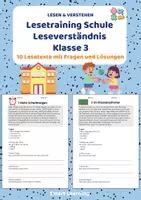 Vorschau - Unterrichtsreihen - Lesetraining Schule | Leseverständnis Klasse 3 - Deckblatt
