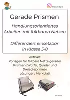 Vorschau - Arbeitsblätter - Gerade Prismen–handlungsorientiertes Arbeiten mit faltbaren Netzen (Kl. 5-8) - Deckblatt