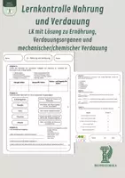 Vorschau - Unterrichtsreihen - Lernkontrolle Nahrung und Verdauung - LK mit Lösung zu Ernährung, Verdauungsorganen und mechanischer/chemischer Verdauung - Deckblatt