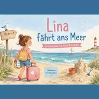 Vorschau - Bildkarten - Kamishibai Sommergeschichte „Lina fährt ans Meer“ | PDF Bildkarten für Kita & Kindergarten | Vorlesegeschichte Meer Urlaub - Deckblatt