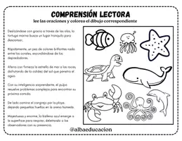 Vista previa - Hojas de trabajo - comprensión lectora colorea segun la frase - página 1
