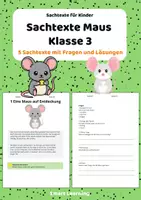 Vorschau - Stundenentwürfe - Sachtexte Klasse 3 – Maus | Arbeitsblätter Deutsch - Deckblatt