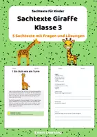 Vorschau - Stundenentwürfe - Sachtexte Klasse 3 – Giraffe | Arbeitsblätter mit Fragen & Lösungen - Deckblatt