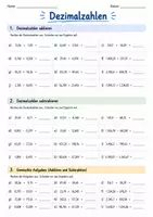 Vorschau - Arbeitsblätter - Dezimalzahlen Klasse 5 – Addieren & Subtrahieren - Seite 1