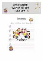 Vorschau - Arbeitsblätter - Arbeitsblatt zu B/b und D/d - Deckblatt