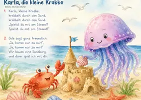 Vorschau - Bildkarten - Klanggeschichte Sommer: Karla, die kleine Krabbe findet einen Freund – Lied, Instrumentenkarten und Reflexionsfragen für Kita und Kindergarten - Seite 3