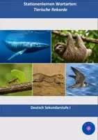 Vorschau - Stationenlernen - Stationenlernen Wortarten: Tierische Rekorde - Deckblatt
