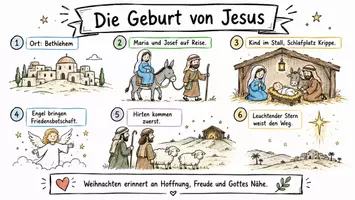 Vorschau - Arbeitsblätter - Arbeitsblätter zum Thema "Die Geburt von Jesus" + Lösung & MP3 + Mindmap + Infografik - Seite 1