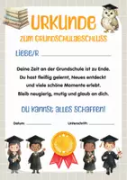 Vorschau - Fördermaterial/Inklusion - Abschied Grundschule | Urkunde Grundschulabschluss – Abschied 4. Klasse. Abschiedsgeschenk 4. Klasse Urkunde für Kinder zum Ende der Grundschule - Seite 1