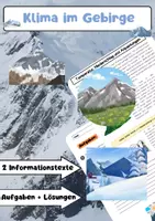 Vorschau - Arbeitsblätter - Klima im Gebirge: Höhenstufen, Wetter, Pflanzen, Tiere, Gletscher - Deckblatt