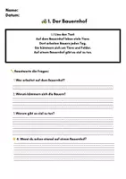 Vorschau - Stundenentwürfe - Bauernhof – Lesetexte & Arbeitsblätter (Klasse 2–4) | Differenziert mit ⭐ & 2 Lineaturen - Seite 1