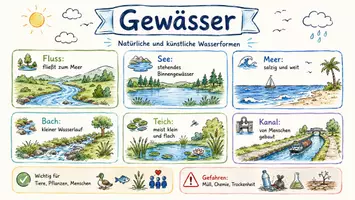 Vorschau - Arbeitsblätter - Arbeitsblätter zum Thema "Gewässer" + Lösung & MP3 + Mindmap + Infografik - Seite 1