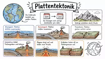 Vorschau - Arbeitsblätter - Arbeitsblatt "Plattentektonik" + interaktive Lösung & MP3 + Mindmap + Infografik - Seite 1