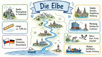 Vorschau - Arbeitsblätter - Arbeitsblatt zum Thema "Elbe" + Onlineübung & MP3 + Mindmap + Infografik - Seite 1