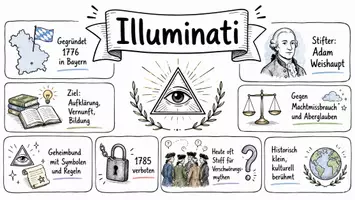 Vorschau - Arbeitsblätter - AB mit Fragen zum Thema "Illuminati" + Lösungsblatt + Infografik - Seite 1