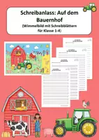 Vorschau - Arbeitsblätter - Schreibanlass: Auf dem Bauernhof (Wimmelbild mit Schreibblättern für Klasse 1-4) - Deckblatt