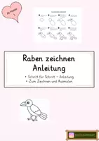 Vorschau - Mal- und Bastelvorlagen - Raben zeichnen - Schritt für Schritt Anleitung - Deckblatt