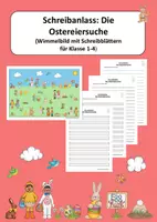 Vorschau - Arbeitsblätter - Schreibanlass: Die Ostereiersuche (Wimmelbild mit Schreibblättern für Klasse 1-4) - Deckblatt