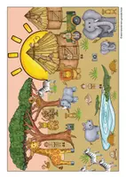 Vorschau - Arbeitsblätter - Schreibanlass: Auf Safari (Wimmelbild mit Schreibblättern für Klasse 1-4) - Seite 1