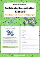 Vorschau - Unterrichtsreihen - Sachtexte Klasse 3 - Raumstation | Arbeitsblätter Deutsch - Deckblatt