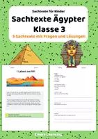 Vorschau - Stundenentwürfe - Sachtexte Klasse 3 – Ägypter | Arbeitsblätter mit Fragen & Lösungen - Deckblatt