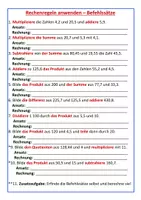 Vorschau - Arbeitsblätter - Rechenregeln anwenden (Befehlssätze) - Seite 1