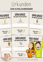 Vorschau - Arbeitsblätter - Zeugnis Urkunde Schuljahresende - Urkunden zum Zeugnis für die Grundschule | wertschätzende Auszeichnungen für Kinder | Wahres Zeugnis | Abschied - Deckblatt