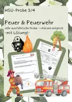 Vorschau - Arbeitsblätter - HSU-Probe zum Thema "Feuer & Feuerwehr" - mit Lösung! (Kl. 3/4) - Deckblatt